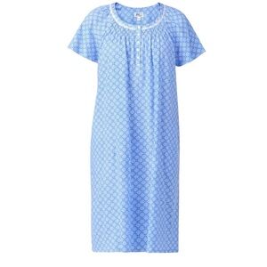 Aria Womens Size Large light blue Lace accent Short sleeve Nightgown NWT